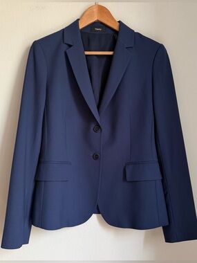 Theory Two-Button Tailored Blazer  Women’s Navy Blue 96% wool Size 8 Excellent